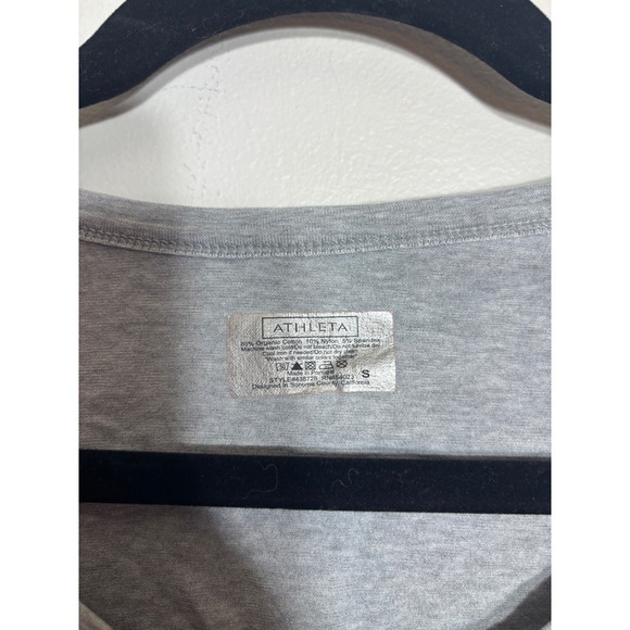 Athleta Essence Ruched Tee Gray Short Sleeve Organic Cotton Top S 438728 - Picture 2 of 3